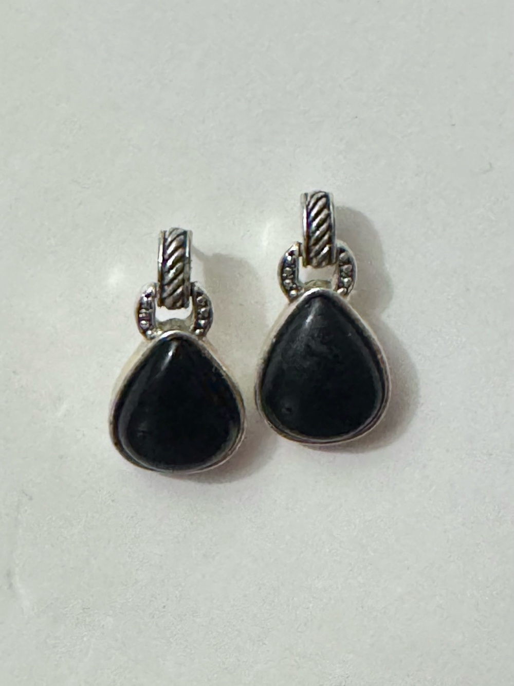 Napier Jet Teardrop Earrings in Silver -Tone Setting